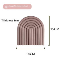 (Deep Pink)Family Kitchen Rainbow Silicone Coaster Nonslip Heatproof Tpr Protector Table