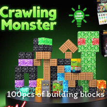 (Green Monster)Farm Rainbow Magnet Blocks With 100 Pieces For Children Playtime Imaginative