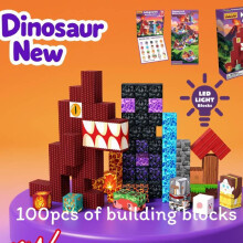 (Dinosaur)Blocs aimants arc-en-ciel de ferme avec 100 pièces pour enfants temps de jeu imaginatif