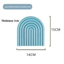 (Pure Blue)Family Kitchen Rainbow Silicone Coaster Nonslip Heatproof Tpr Table Protector