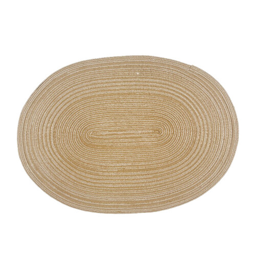 (Khaki)Textured Cotton Elliptical Coaster With Insulating Layer For Restaurant Settings