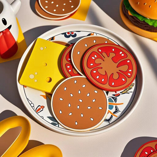 (12pcs)Insulated Hamburger Cup Coasters With Creative Design For Coffee Lovers Home Use 2