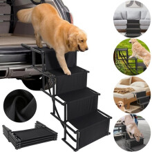 Rampe d'accès pliable pour chien, Escalier de voiture 4 marches en acier et tissu Oxford, Support 80 kg