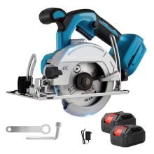 Mini Scie Circulaire Électrique Sans Fil 125mm, Moteur Brushless, Angle Réglable 0-45, Pour Batterie Makita 18V avec 2X Batterie