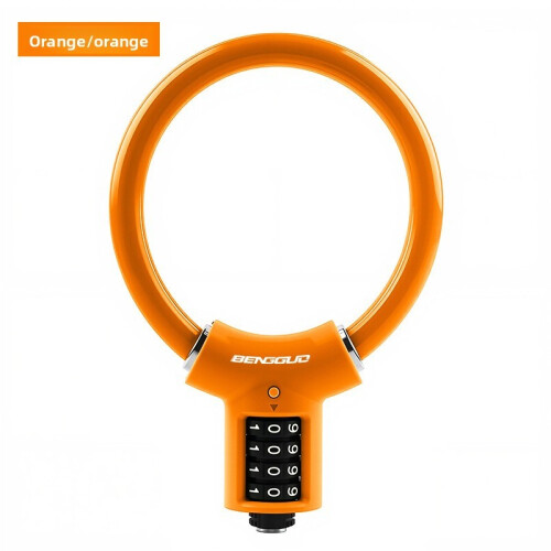 (Orange)Pvc Bike Lock With Fourdigit Code For Enhanced Security And Convenience Cyclist