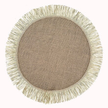 Housse de table en jute durable avec détail gland pour isolation décoration style nordique