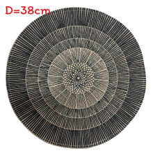 (Black)Natural Jute Woven Round Heat Resistant Placemat For Ecofriendly Decor Home