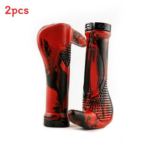 (Red Black)Cycling Handlebar Grips With Locking System And Rubber Material For Mountain