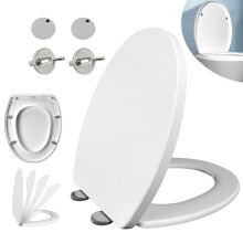 Abattement de WC à fermeture douce, Blanc, Déclenchement rapide, Dimensions 430-470mm x 372mm
