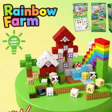 (Dinosaur)Blocs aimants arc-en-ciel de ferme avec 100 pièces pour enfants temps de jeu imaginatif