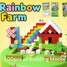 (Farm Rainbow)Farm Rainbow Magnet Blocks With 100 Pieces For Children Playtime Imaginative