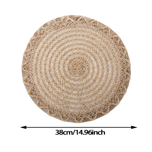 Washable Round Table Mat With Hollow Floral Pattern For Home Decor Dining