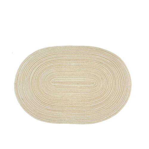 (Ivory)Textured Cotton Elliptical Coaster With Insulating Layer For Settings Restaurant