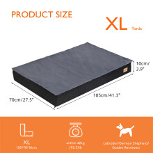 Panier pour chien orthopédique XL, Matelas 2 en 1 avec mousse à mémoire de forme, Gris foncé et Noir, Imperméable