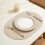 (Ivory)Textured Cotton Elliptical Coaster With Insulating Layer For Restaurant Settings 4