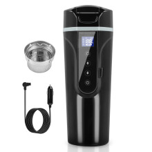 Car Kettle 12V/24V, 500ml Portable Electric Travel Mug with LCD Display, Touch Temperature Control 40-100°C, Stainless Steel Heated Cup