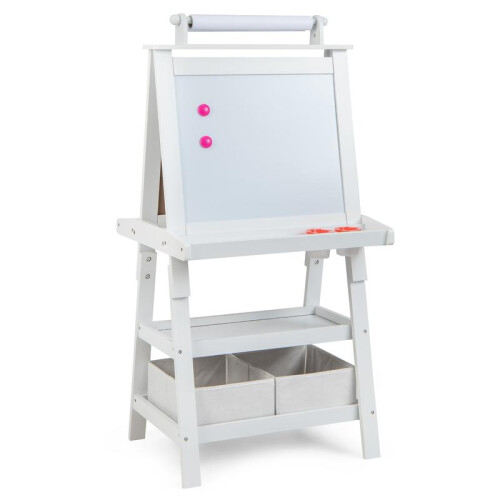 Chevalet d'art 3-en-1 double face avec rangement, Blanc