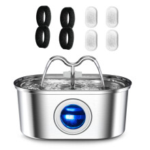 Fontaine à eau pour chat et chien, 3.2L, en acier inoxydable, pompe ultra-silencieuse