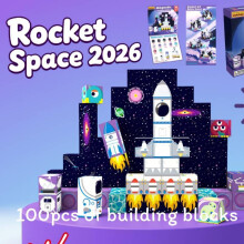 (Spaceship)Farm Rainbow Magnet Blocks With 100 Pieces For Children Imaginative Playtime