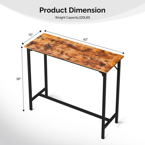 43'' Bar Table Rectangular Counter Height Pub Table for Bistro Kitchen 1