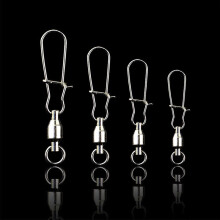 (7# 63mm)50pc Stainless Steel Ball Bearing Fishing Swivel With Lock Snap Dual Lock Snap