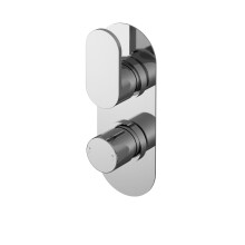 Enville Contemporary Round Twin 3-Way Thermostatic Shower Valve with Diverter, Chrome