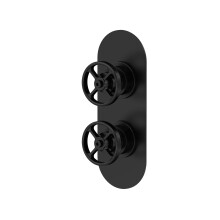 Tyrley Round Twin 3-Way Thermostatic Shower Valve with Diverter, Black