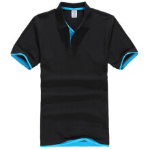 (Black+Blue,L)Camisas esportivas masculinas clássicas de manga curta verão golfe camiseta sólida casual camisetas
