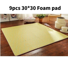 (Yellow)Alfombra de piso rompecabezas de espuma con estampado de granos de madera de girasol 9 un. alfombrillas para niños