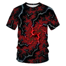 (Black Red,5XL)Camiseta masculina estampada em 3D manga curta solta exclusivamente gota de chuva gola de verão