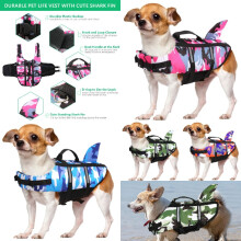 (Orange,2XL)Dog Life Jacket Pet Safety Swimming Camouflage Shark Float Buoyancy Adjustable