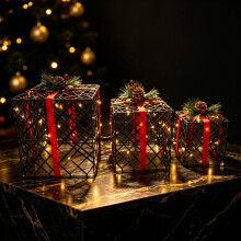 WestWood Christmas Lighted Gift Boxes Set of 3 Warm White LED Decoration Present