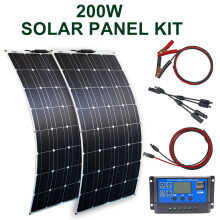 DGSUNLIGHT Panneau Solaire Flexible 200w, Cellules Monocristallines 18V, Kit Portable pour Extérieur