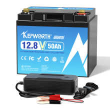 KEPWORTH Batterie LiFePO4 12V 50Ah, avec BMS intégré, pour voiturette de golf, camping-car et solaire