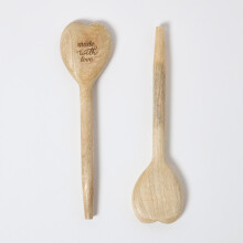 Mango Wood Heart Shaped Spoons, Set of 2