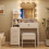 Dripex Dressing Table with Light Bulbs & Soft Stool 4