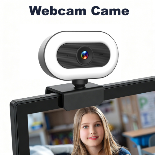 4K Ultra HD Webcam for Computer Streaming with Microphone and Tripod, 3-Level Fill Light, Driver-Free Plug and Play 1