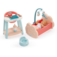 ECOIFFIER Kinderzimmer 1833 - Bett + Hochstuhl + Puppe - 18 Monate - Für ein gut genährtes und ausgeruhtes Baby