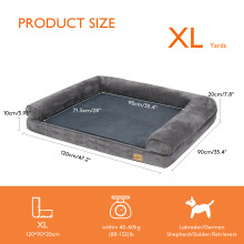 Lit de chien orthopédique, Canapé pour animaux de compagnie, Gris, Extra Large