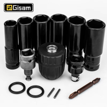 Lot de 14 pièces Adaptateur de Douille Hexagonale pour Perceuse et Tournevis, Métal Argent et Noir