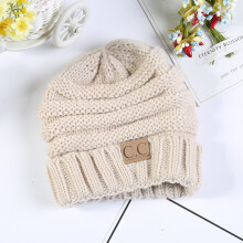 (Beige)Sombrero Tejido Moda Niños Cálido Color Sólido Moda Simple y Cómodo
