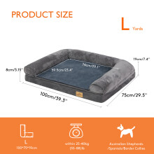 Panier pour chien orthopédique, Canapé avec housse lavable, Gris, Large