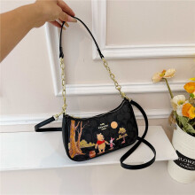 Cartoon bear print crescent bag fashionable commuter bag for women