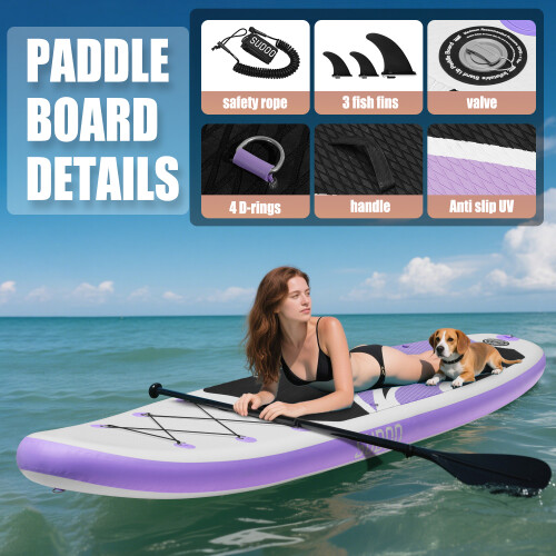 (Purple) 10.6ft Inflatable Stand Up Paddle Board for Beginner 2