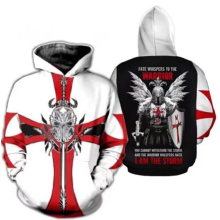(#8 White Red,L)Cross Knight Cosplay Sudadera Estampada en 3D Sudadera con Capucha Pullover Chaqueta Disfraz Traje