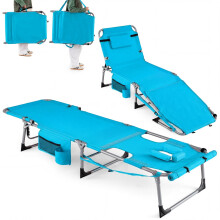 Opklapbare ligstoel met gezichtsopening, verstelbare rugleuning, blauw