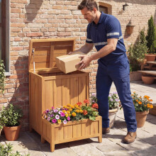 Pakketbezorgdoos met plantenbak, opbergdoos van acaciahout