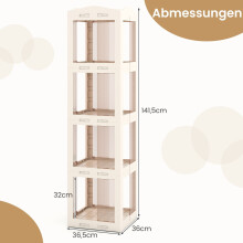 Drehbares Bücherregal, klappbares Eckregal, 3-stufig, weiß