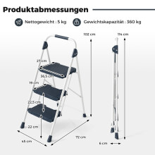 Dreistufige Klappleiter mit Handlauf, Tragkraft 360 kg