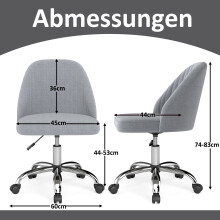 Verstellbarer, grauer, armloser Drehstuhl - platzsparendes Design